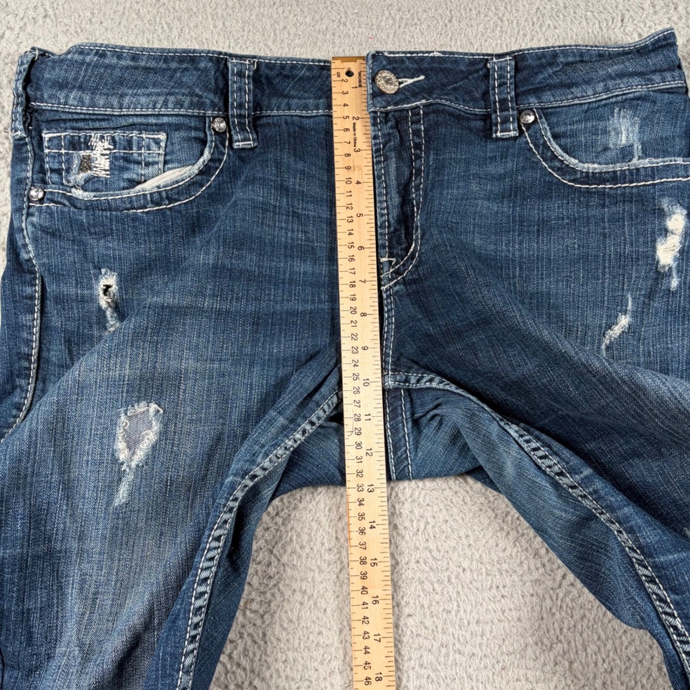 Silver Jeans Co Suki Surplus Mid Rise Bootcut Distressed Bling Denim Jeans Sz 20 - Picture 6 of 10